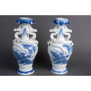 Pair Of Japanese Vases From The Hirado Kilns