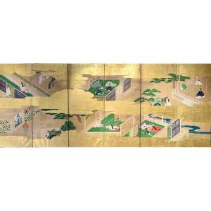 Japanese 6-panel Screen - The Tale Of Genji