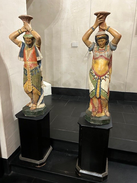 Pair Of Polychrome Terracotta Statues