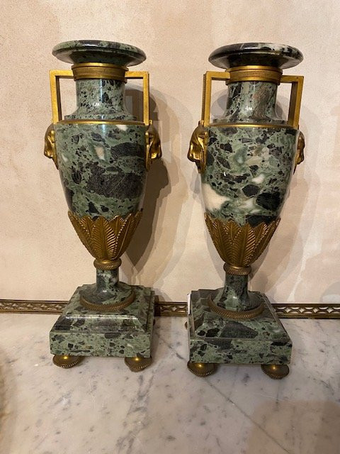 Pair Of Marble Vases (verde Antico)-photo-2
