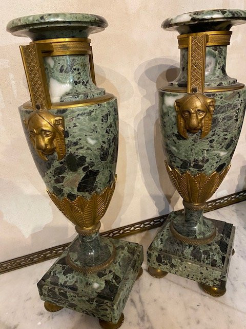 Pair Of Marble Vases (verde Antico)-photo-3