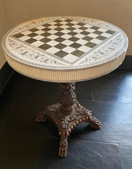 Wooden And Ivory Game Table