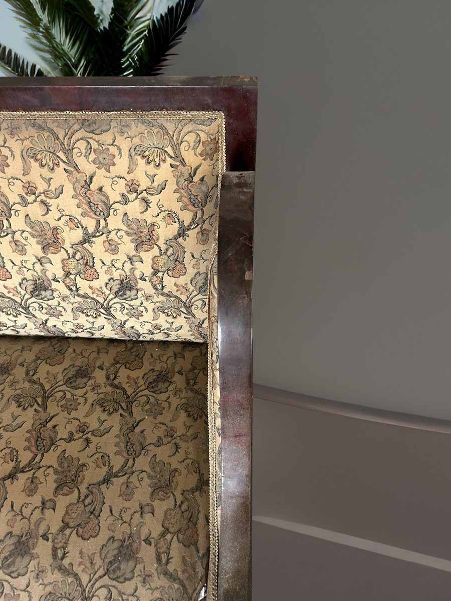 Mahogany Wood And Fabric Sofa-photo-3