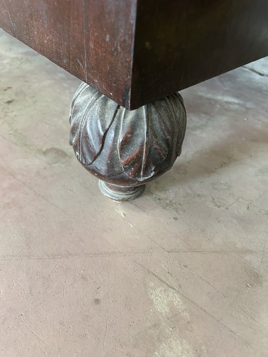 Mahogany Wood And Fabric Sofa-photo-3
