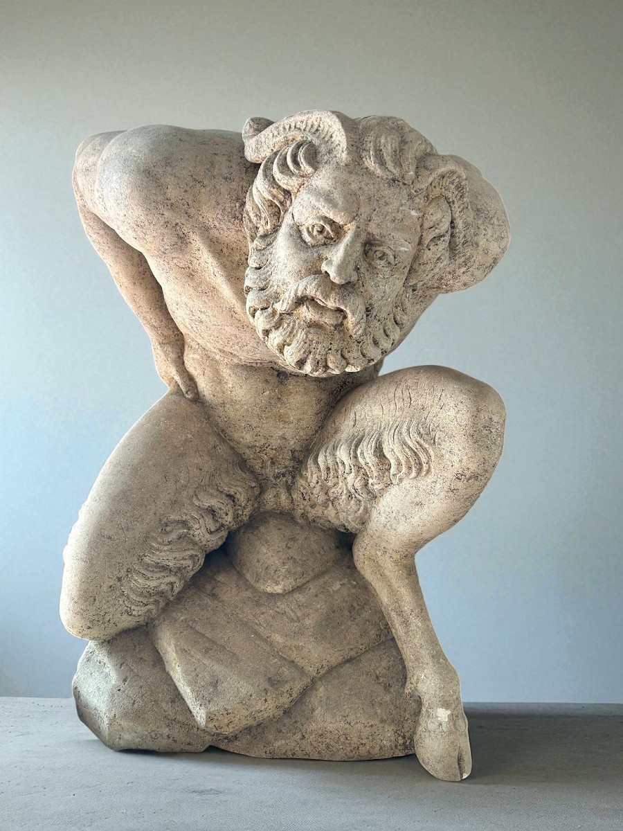 Sculpture Depicting A Kneeling Man 