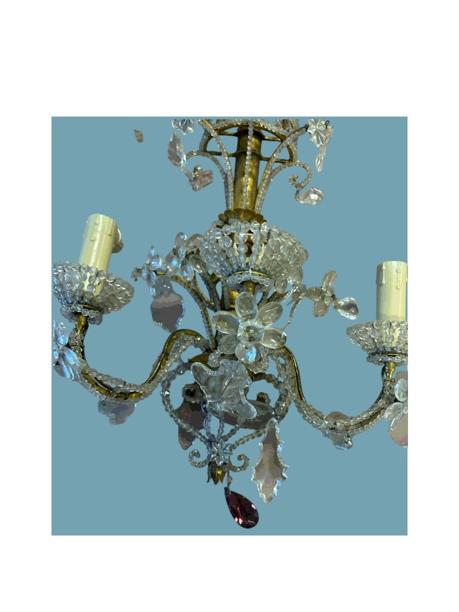 PAIRE D'APPLIQUES EN FER ET CRISTAL-photo-5