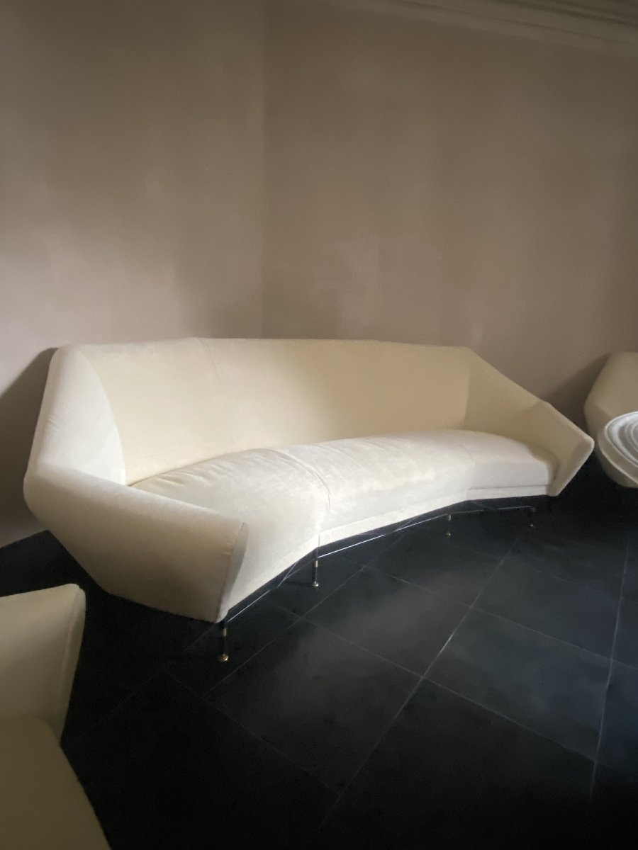 CANAPÉ ET PAIRE DE FAUTEUILS, FABRICATION ITALIENNE, ANNÉES 1960 -photo-4