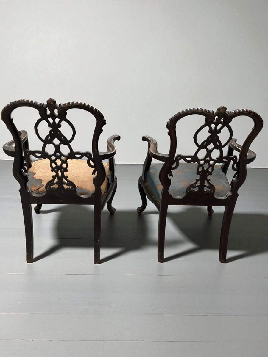 Pair Of English Mahogany Armchairs-photo-4