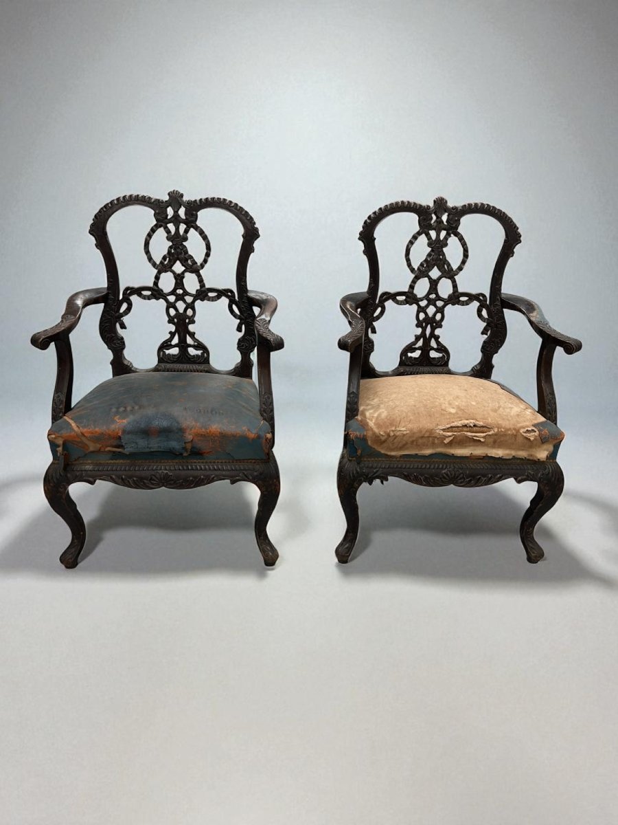 Pair Of English Mahogany Armchairs-photo-1