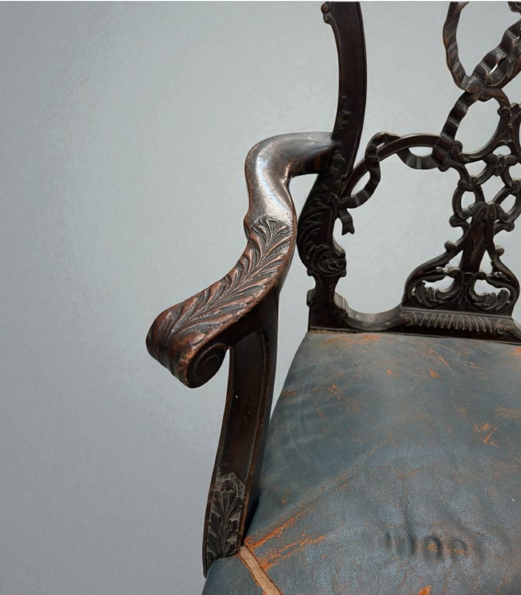 Pair Of English Mahogany Armchairs-photo-3