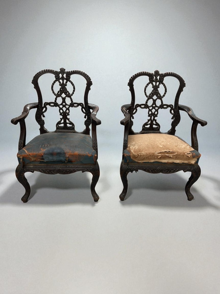 Pair Of English Mahogany Armchairs