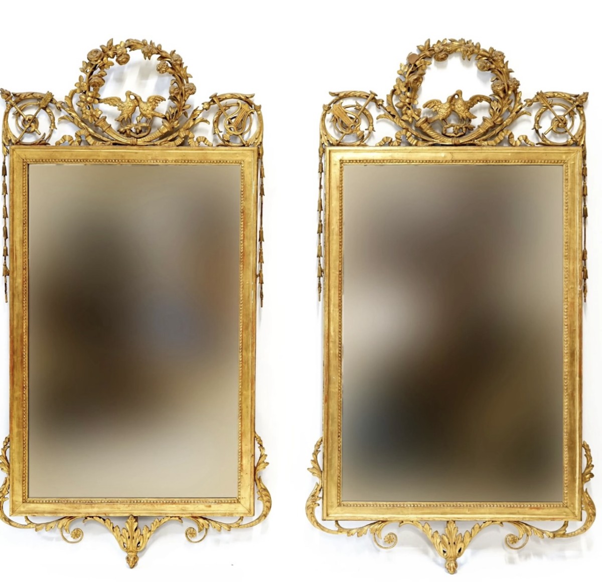 Pair Of Neoclassical Gilded Wood Mirrors