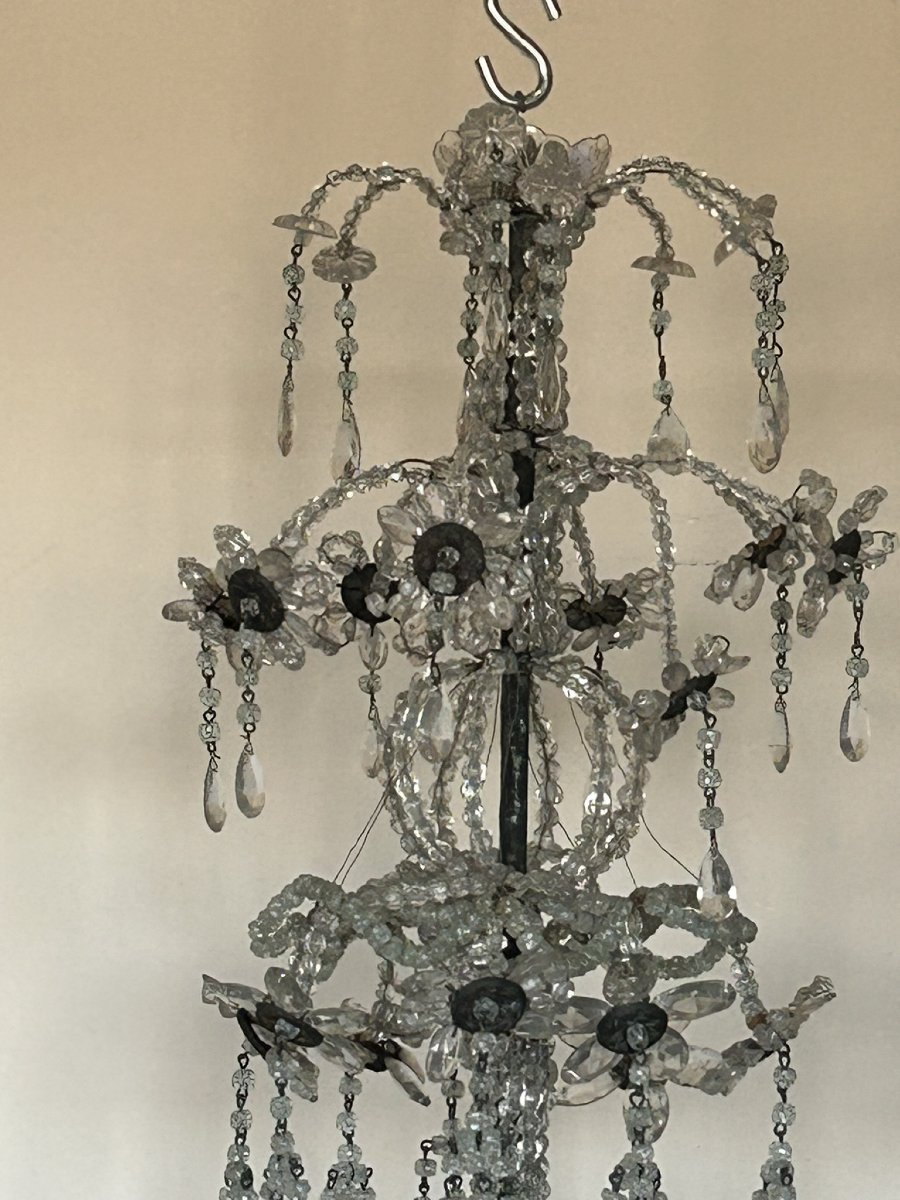 Wrought Iron And Crystal Chandelier 18th/19th Century-photo-2