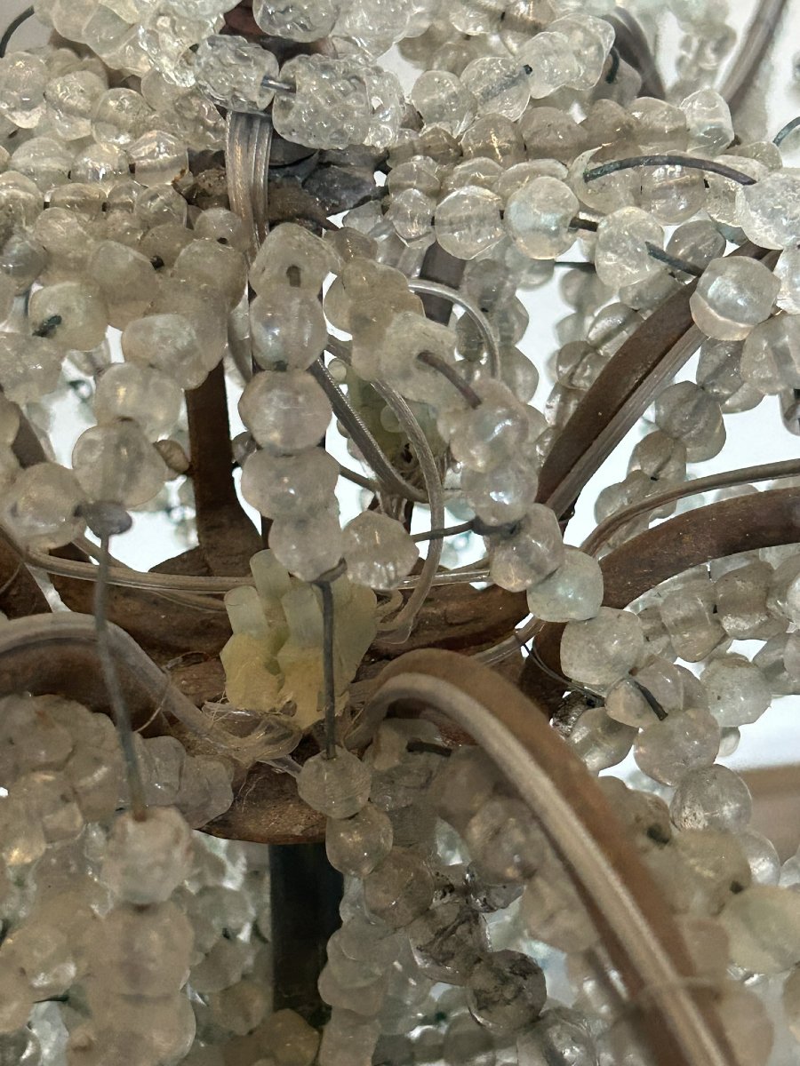 Wrought Iron And Crystal Chandelier 18th/19th Century-photo-3