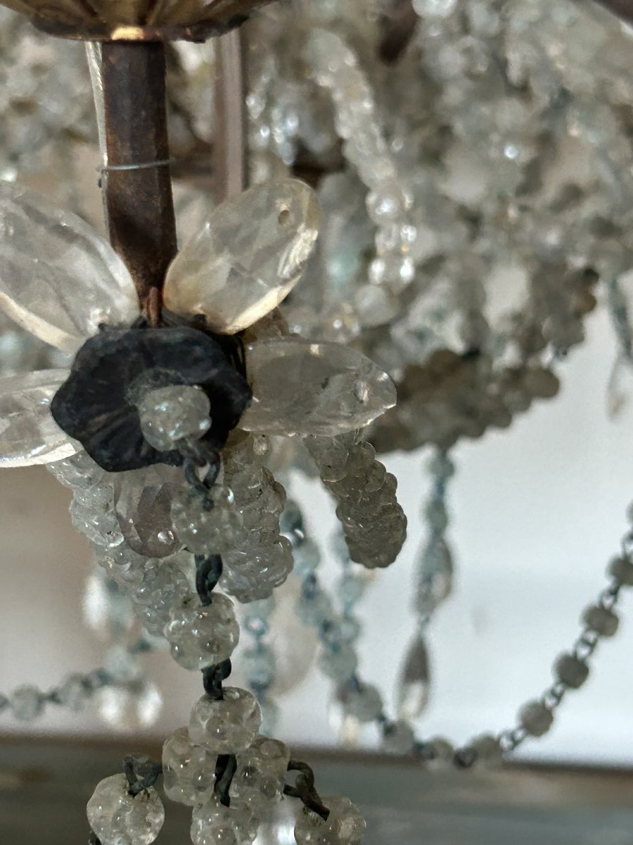Wrought Iron And Crystal Chandelier 18th/19th Century-photo-6