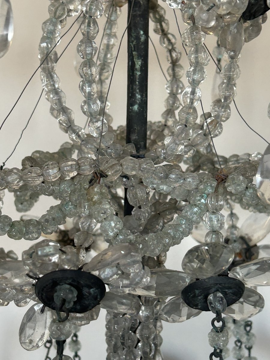 Wrought Iron And Crystal Chandelier 18th/19th Century-photo-7