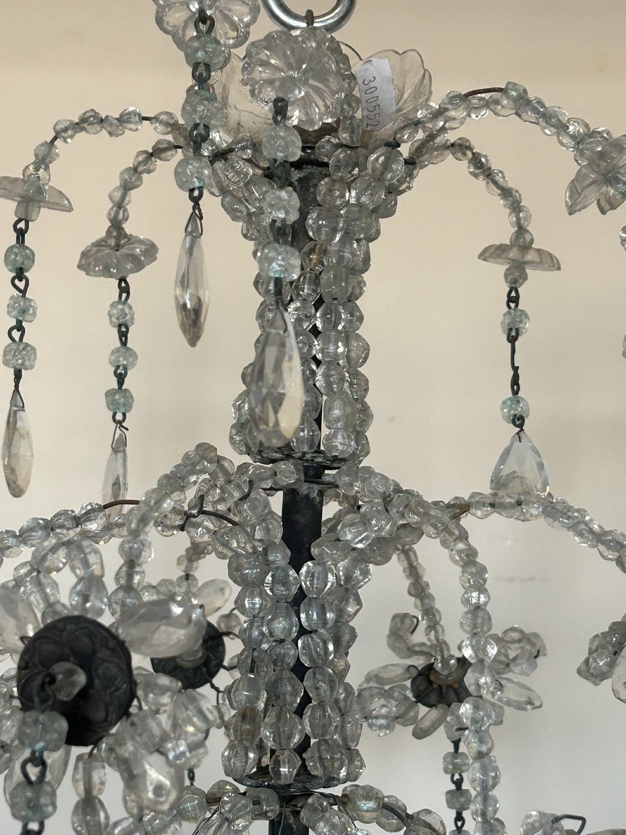 Wrought Iron And Crystal Chandelier 18th/19th Century-photo-8