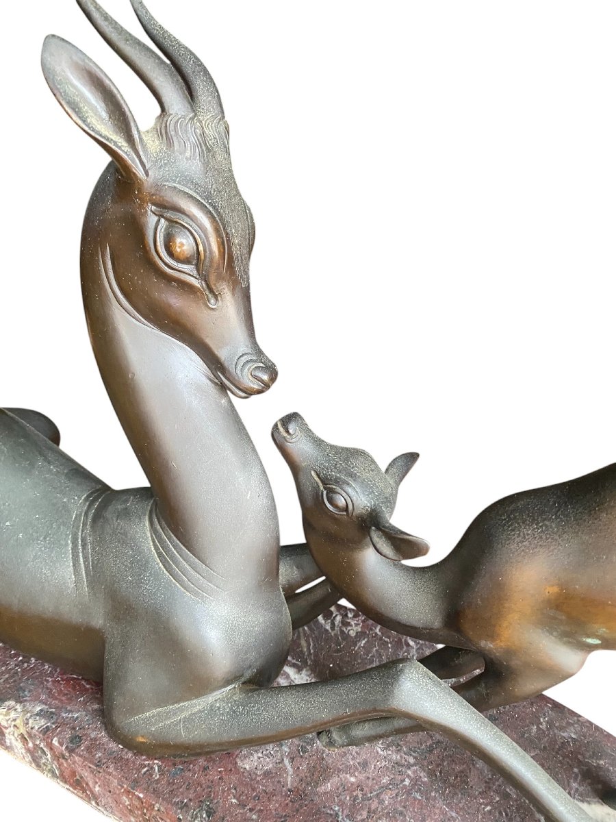 BRONZE REPRÉSENTANT DEUX CERFS - SIRIO TOFANARI (Non signé)-photo-4
