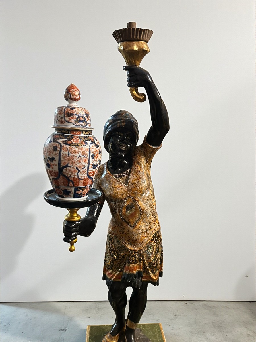 Pair Of Lacquered And Gilded Venetian Moors-photo-2