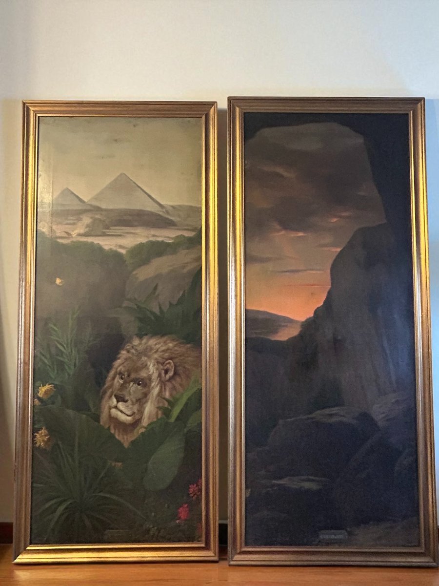 Pair Of Paintings Titled "egypt" And "the Ear Of Dionysus"-photo-1