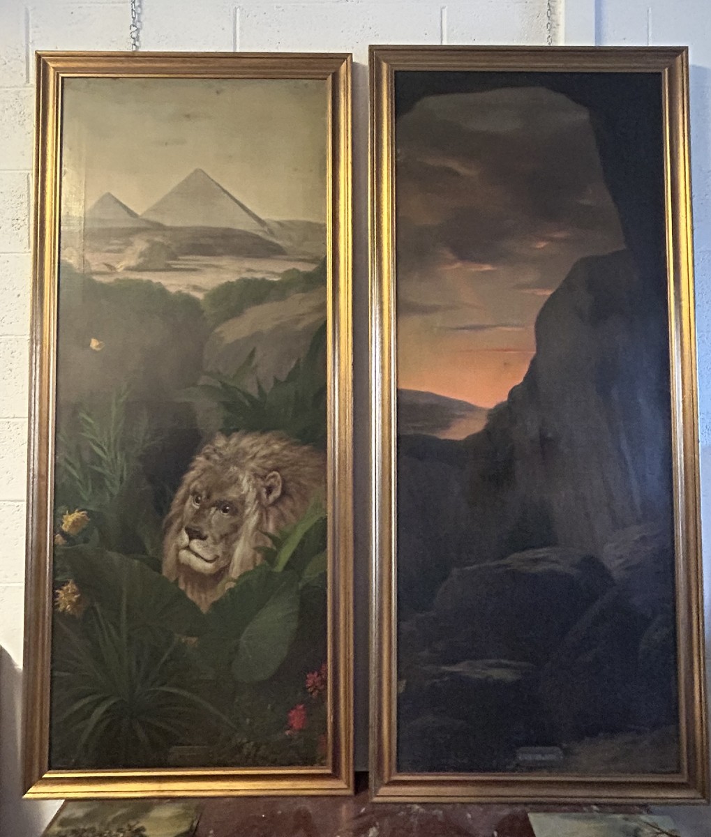 Pair Of Paintings Titled "egypt" And "the Ear Of Dionysus"