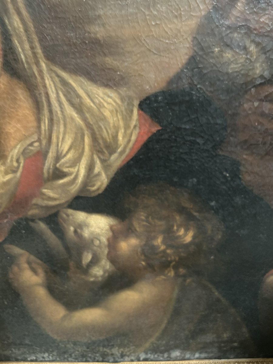 Oil Painting On Canvas "holy Family" 17th Century-photo-1