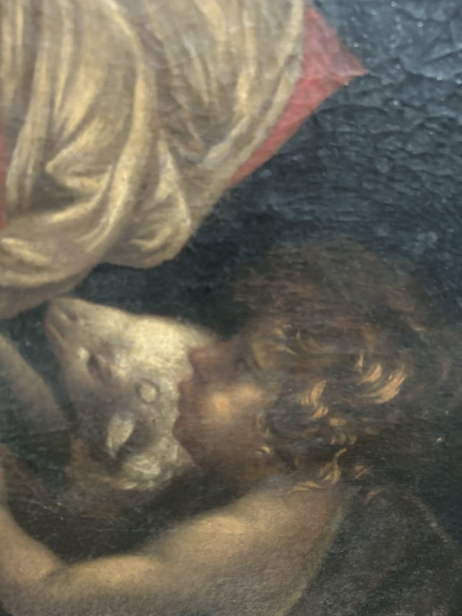 Oil Painting On Canvas "holy Family" 17th Century-photo-4