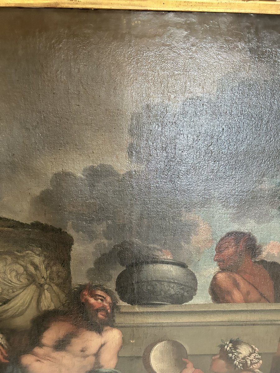 PEINTURE À L'HUILE SUR TOILE REPRÉSENTANT UNE SCÈNE DE BACCHANALE-photo-3