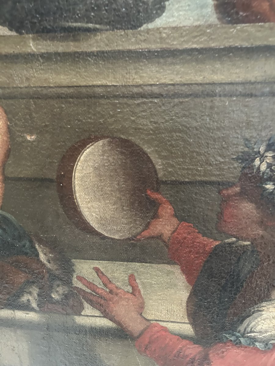 PEINTURE À L'HUILE SUR TOILE REPRÉSENTANT UNE SCÈNE DE BACCHANALE-photo-3