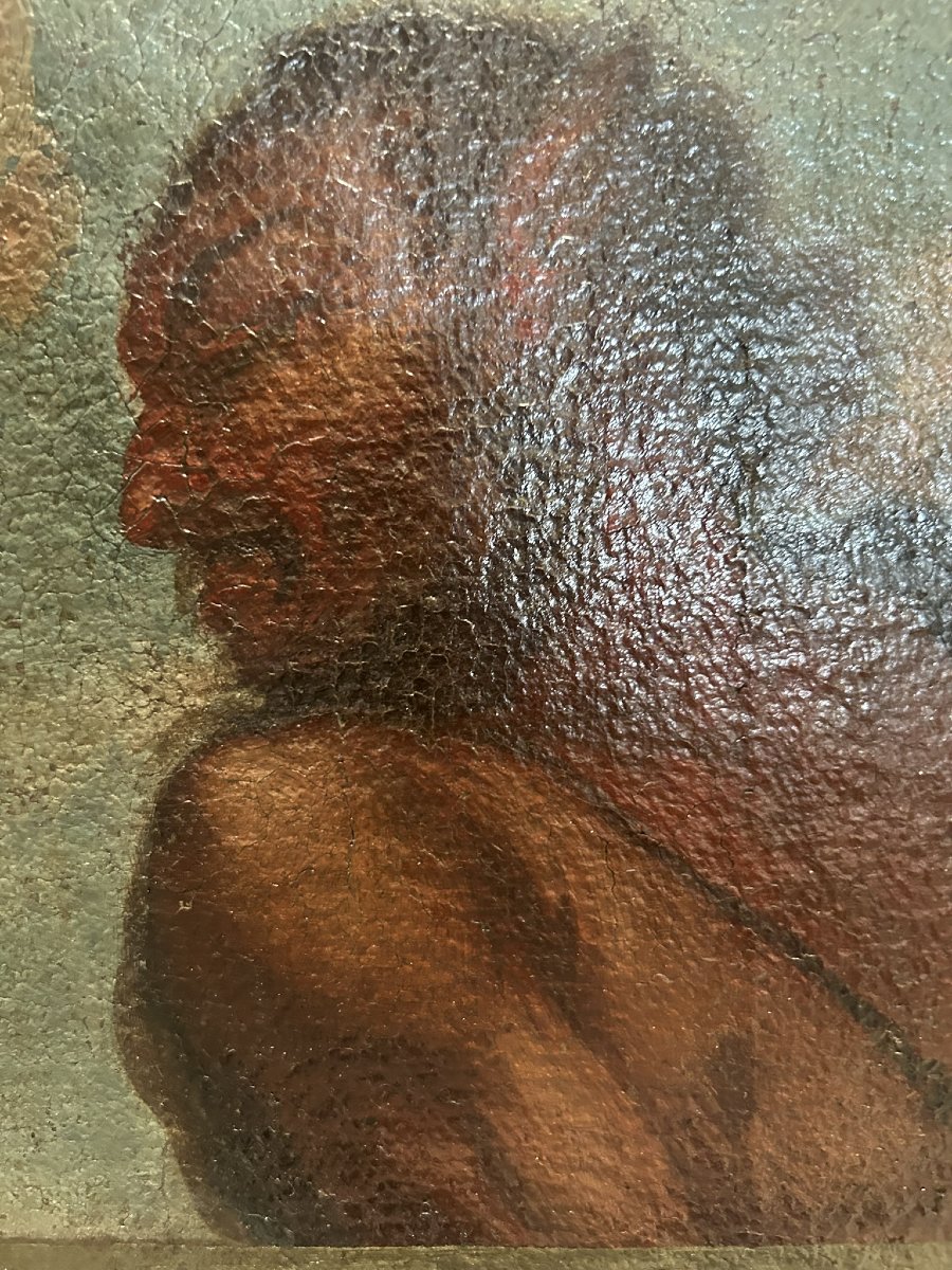 PEINTURE À L'HUILE SUR TOILE REPRÉSENTANT UNE SCÈNE DE BACCHANALE-photo-4
