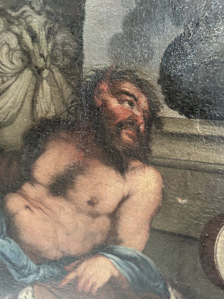PEINTURE À L'HUILE SUR TOILE REPRÉSENTANT UNE SCÈNE DE BACCHANALE-photo-5
