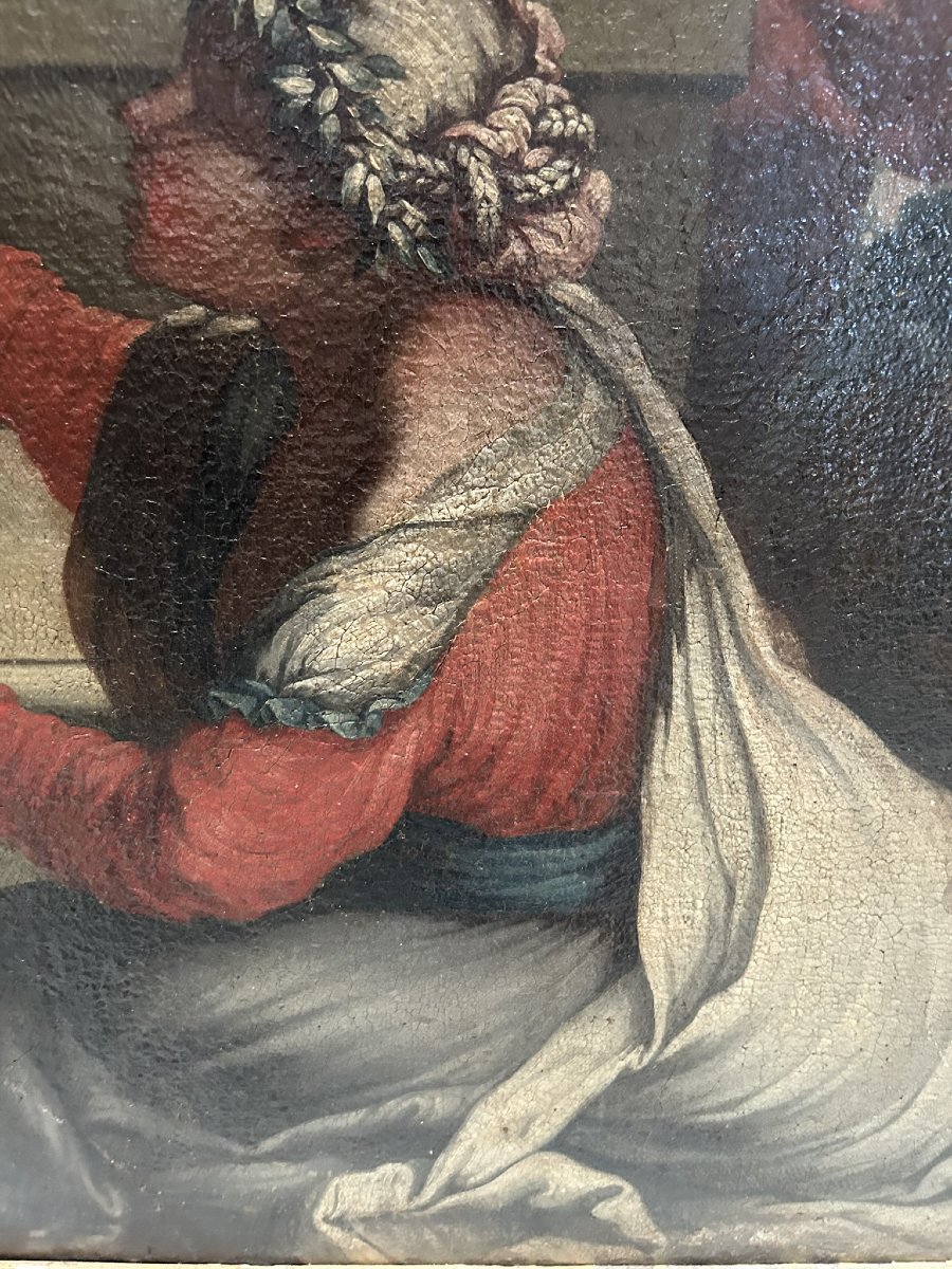 PEINTURE À L'HUILE SUR TOILE REPRÉSENTANT UNE SCÈNE DE BACCHANALE-photo-7