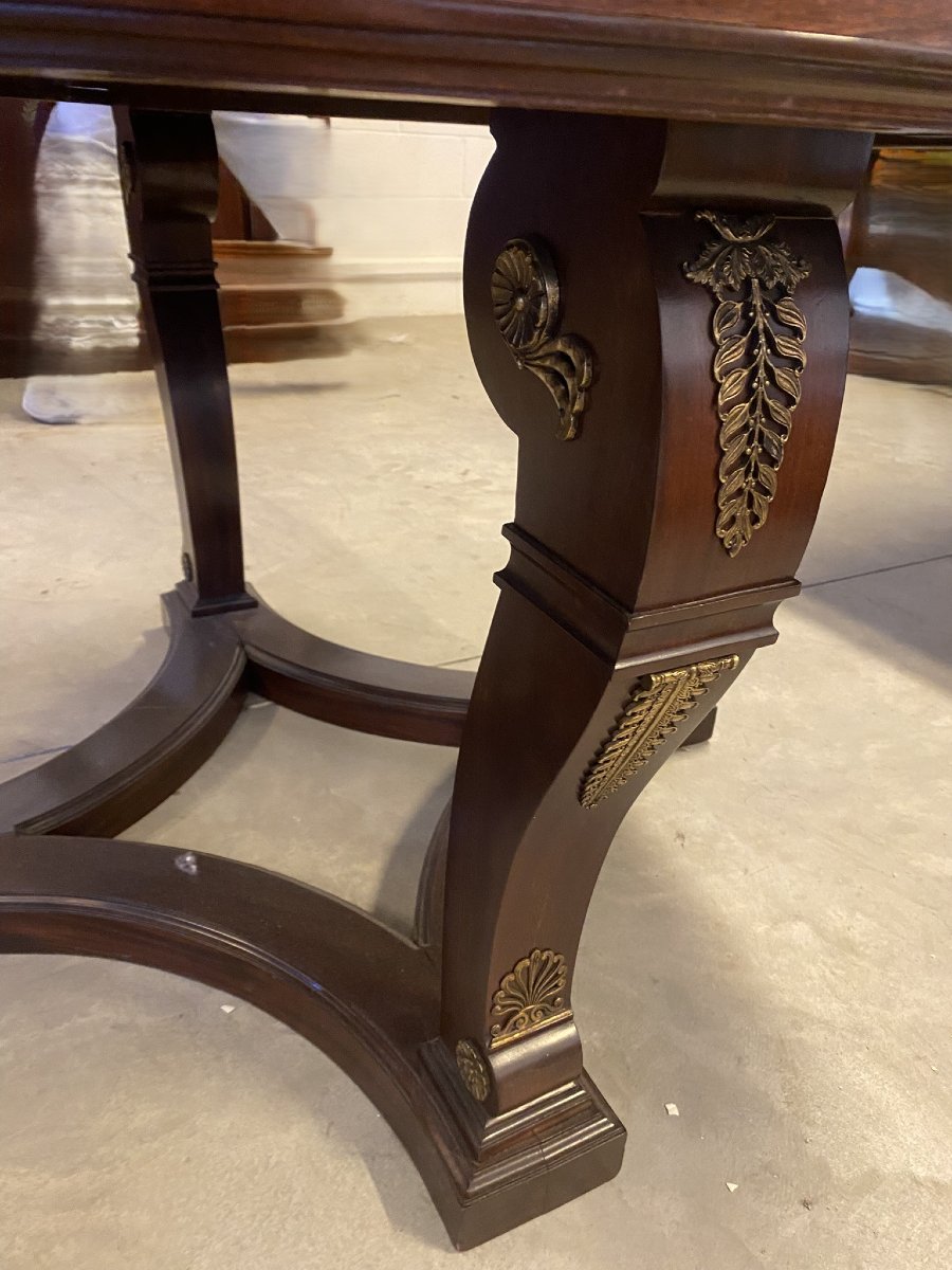 TABLE RONDE DE STYLE EMPIRE EN ACAJOU AVEC APPLICATIONS EN BRONZE-photo-5