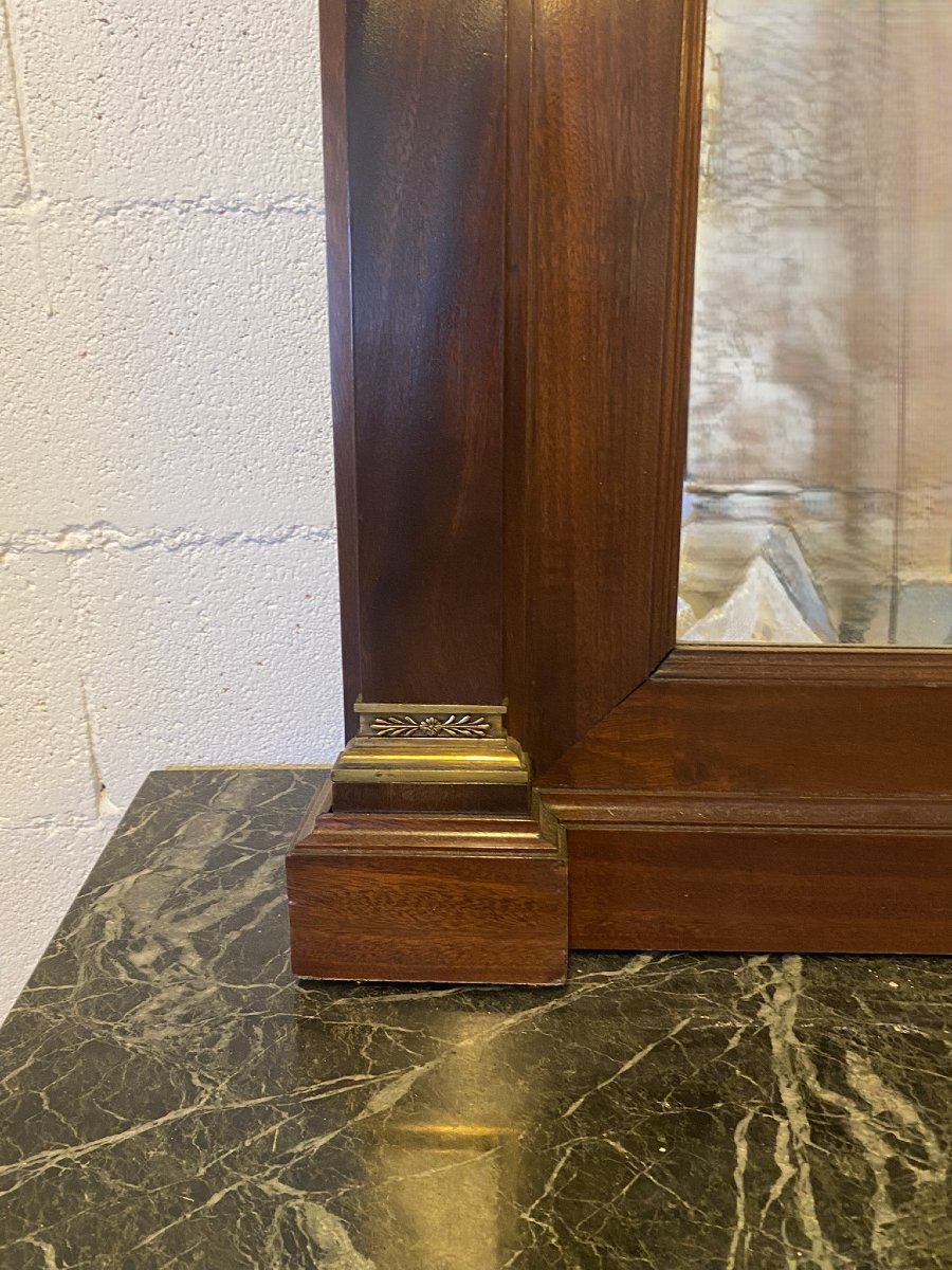 CONSOLE DE STYLE EMPIRE AVEC MIROIR (1880) EN ACAJOU AVEC APPLICATIONS EN BRONZE-photo-5