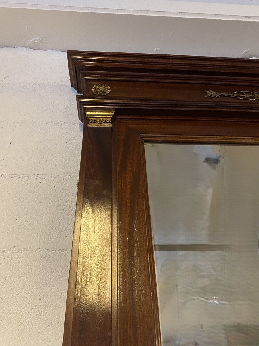 CONSOLE DE STYLE EMPIRE AVEC MIROIR (1880) EN ACAJOU AVEC APPLICATIONS EN BRONZE-photo-7