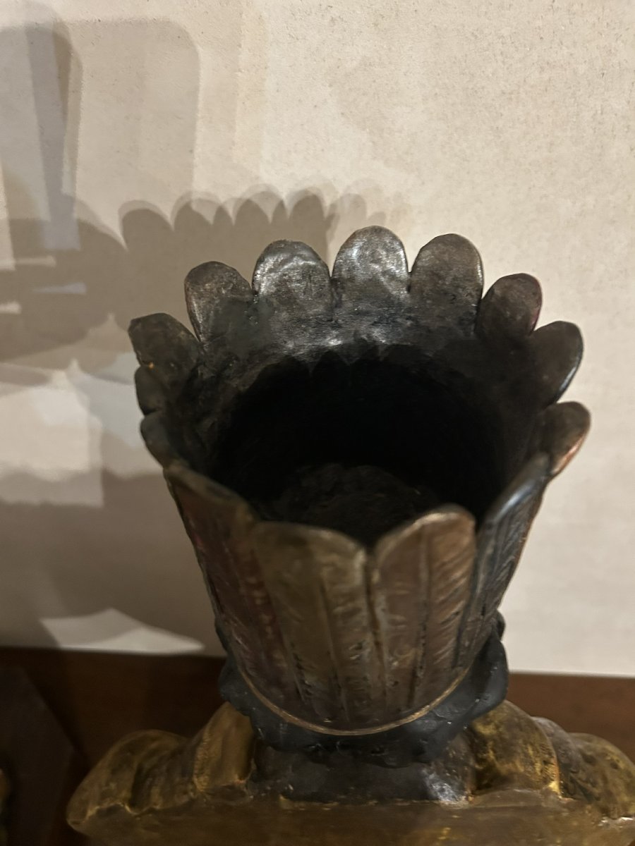 PAIRE DE BUSTES EN BOIS LAQUÉ ET DORÉ REPRÉSENTANT DES MAURES VÉNITENS XVIII SECOLO-photo-3