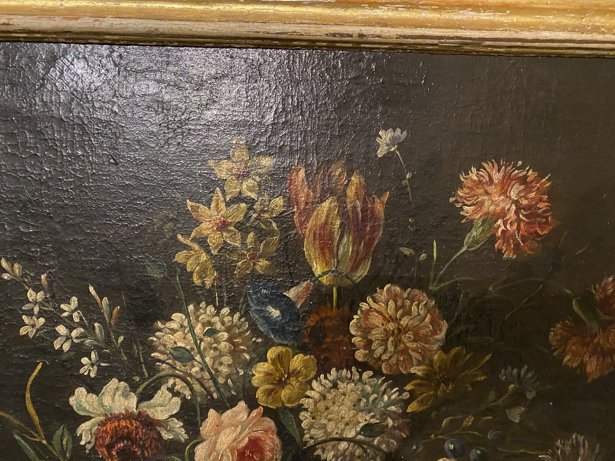 TABLEAU D'UN VASE DE FLEURS - ÉCOLE ITALIENNE DU XIXE SIÈCLE-photo-5