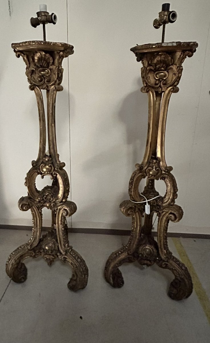 PAIRE DE PORTE-GIRANDOLES STYLE LOUIS XV-photo-1