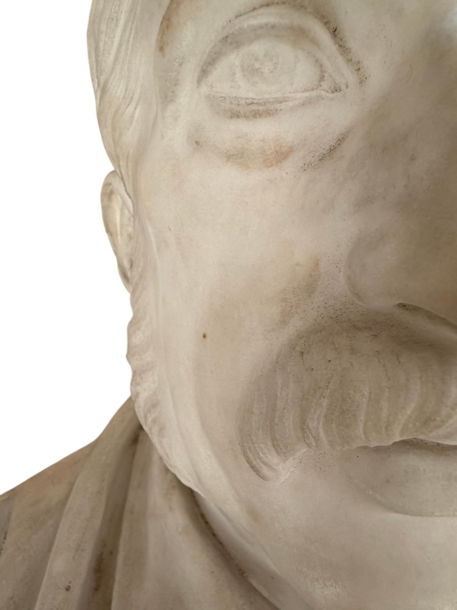 Pair Of White Marble Bust-photo-5