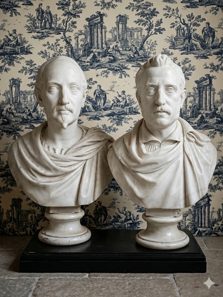 Pair Of White Marble Bust