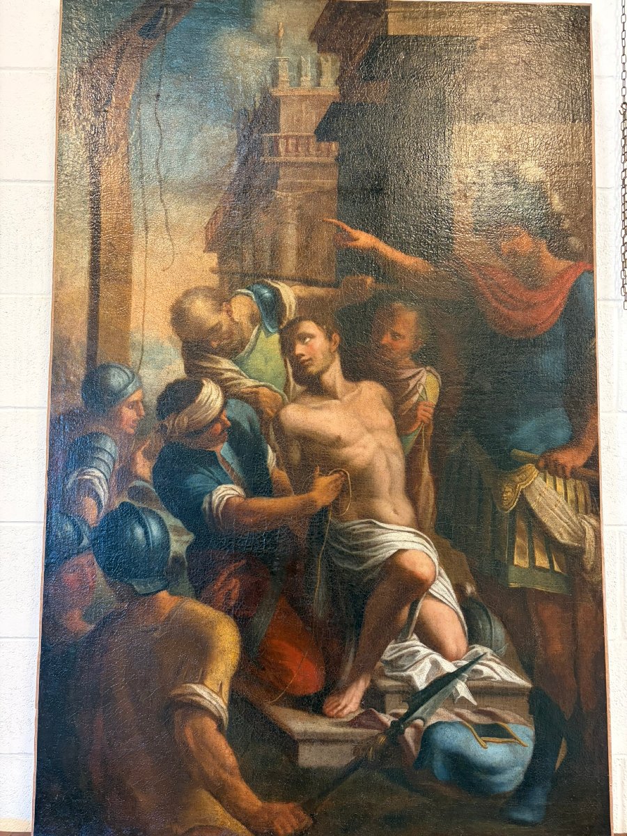 PEINTURE À L'HUILE SUR TOILE REPRÉSENTANT UNE SCÈNE MYTHOLOGIQUE