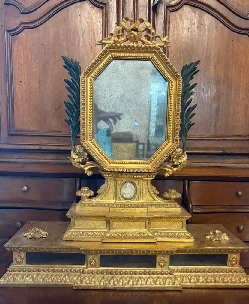 Carved And Gilded Table Mirror (psyche)