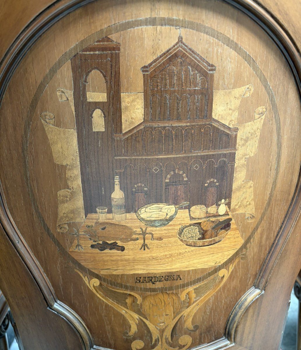 Twelve Inlaid Chairs Depicting Italian Regions-photo-2