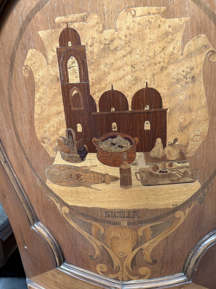 Twelve Inlaid Chairs Depicting Italian Regions-photo-4