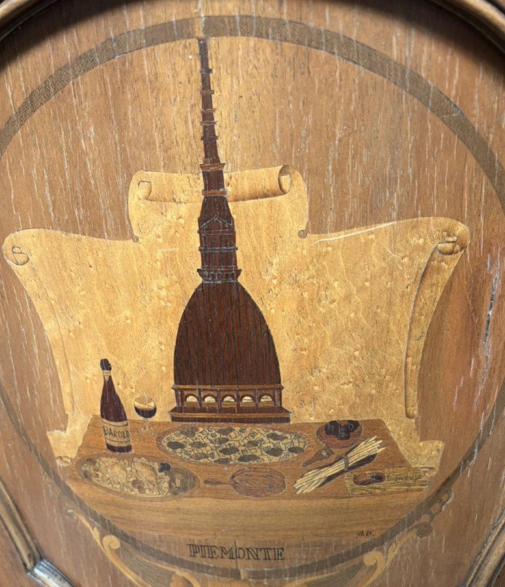 Twelve Inlaid Chairs Depicting Italian Regions-photo-5