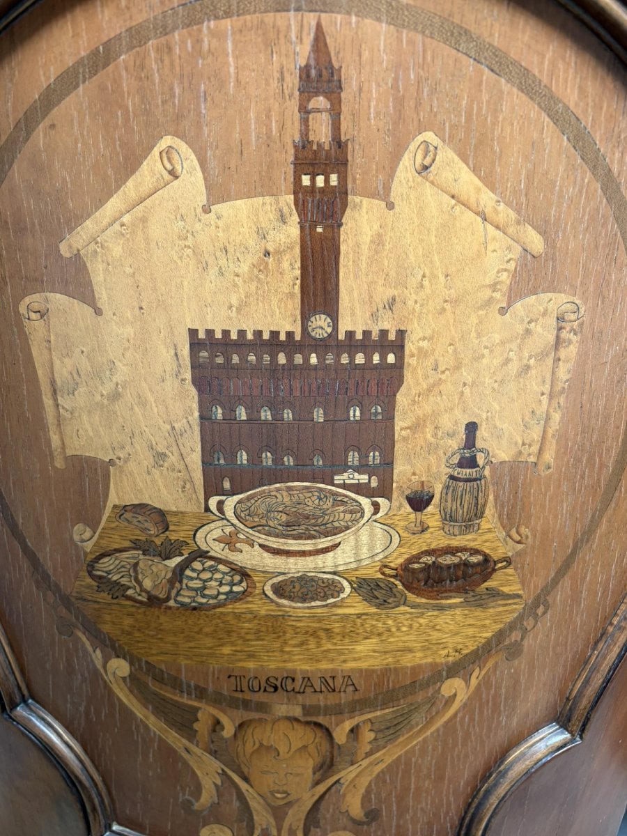 Twelve Inlaid Chairs Depicting Italian Regions-photo-7