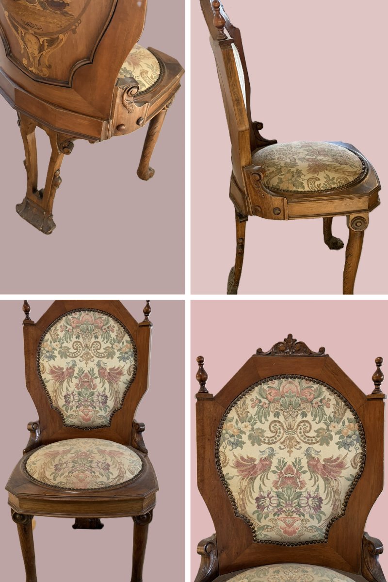 Twelve Inlaid Chairs Depicting Italian Regions