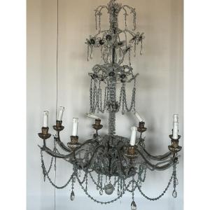 Wrought Iron And Crystal Chandelier 18th/19th Century