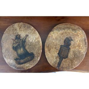Pair Of Paintings On Stone