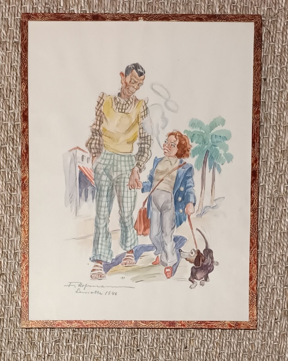 Suite Of 9 Humorous Watercolors From F Hofmann To Lamothe 43-photo-5